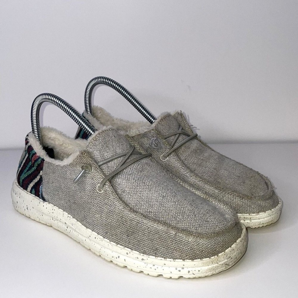 Hey Dude Wendy Funky Wool Grey Slip On Comfort Shoes Women's Size 7